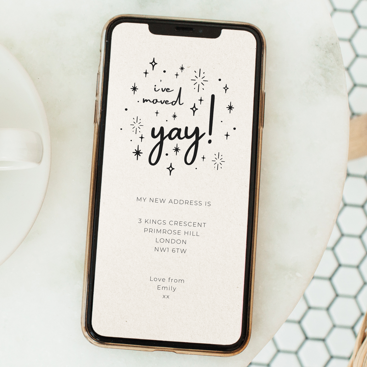 Editable House Move Announcement – ‘Yay!’ Starburst Design
