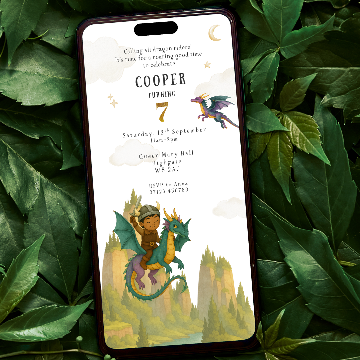 Editable Dragon Rider Birthday Invitation – Personalised Character