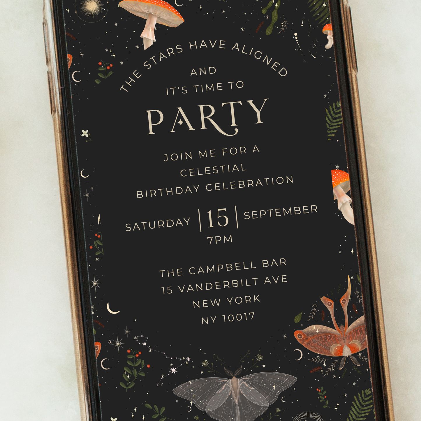Editable Ethereal Birthday Invitation – Whimsical & Celestial Party Design