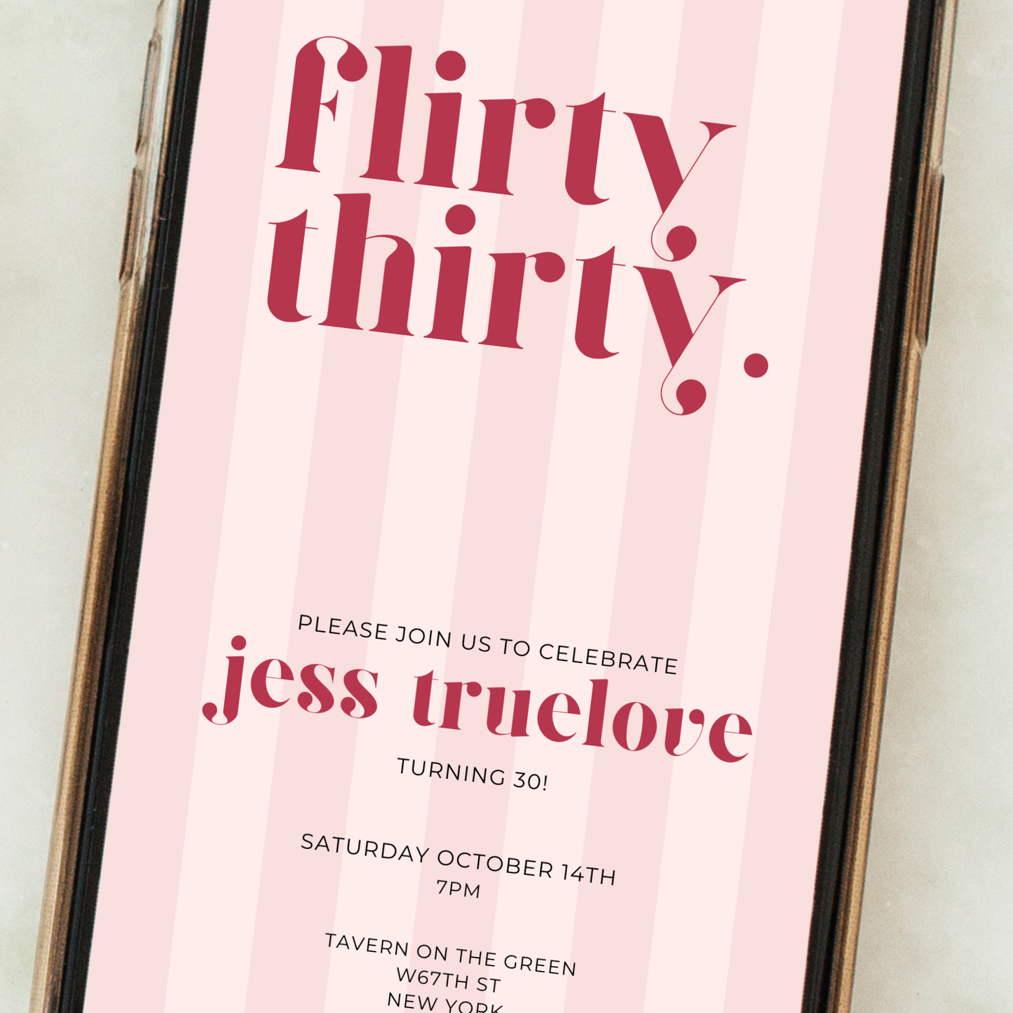 Editable 30th Birthday Invitation – Pink Flirty Thirty Design