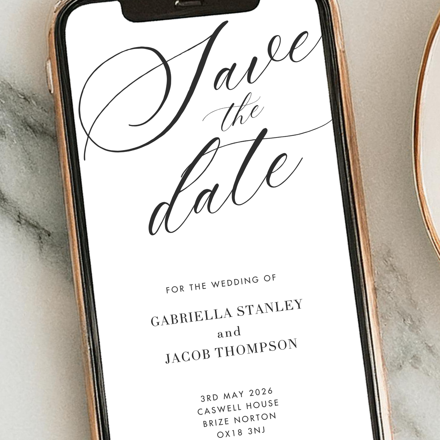 Editable Save the Date – Classic Black & White Wedding Template