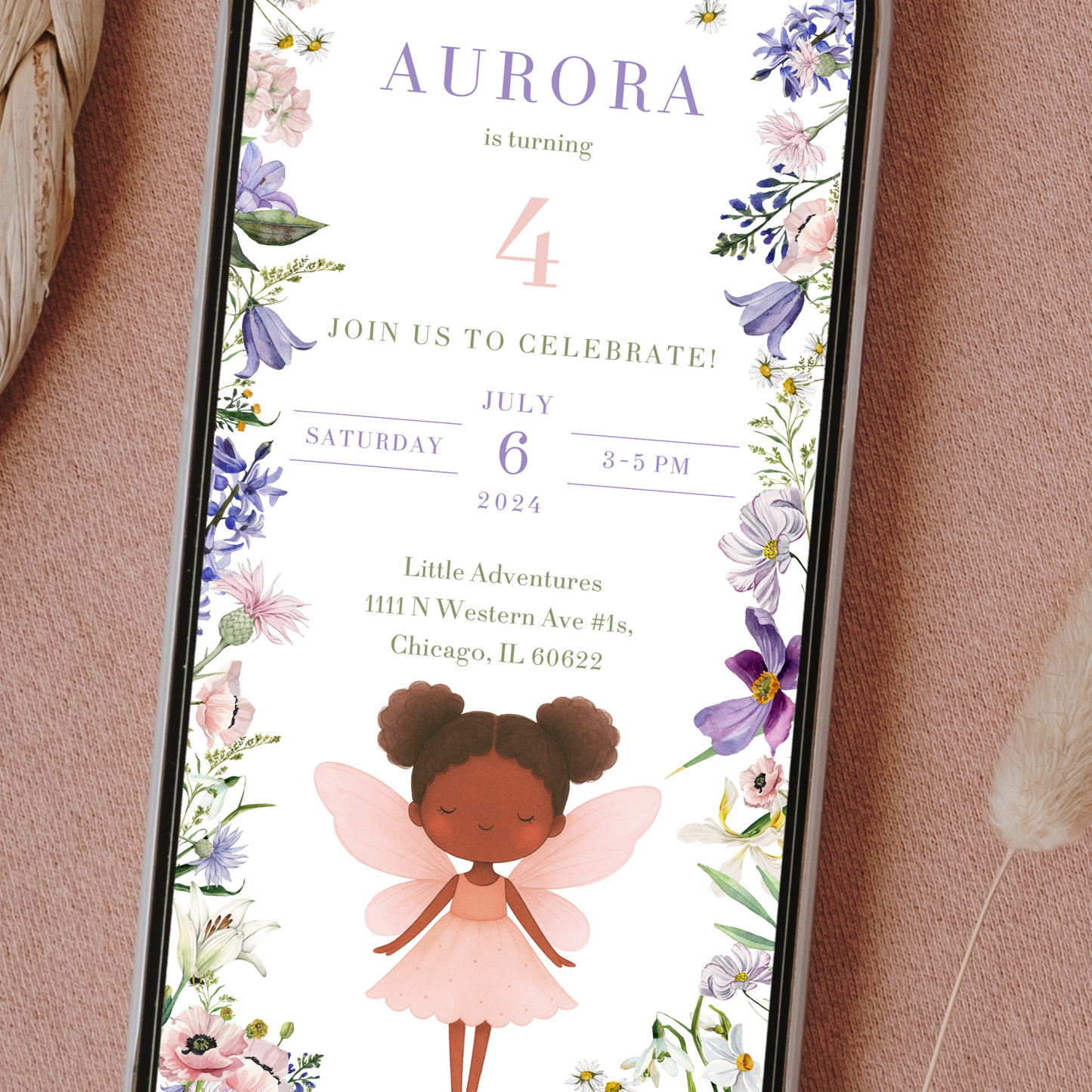 Editable Whimsical Fairy Birthday Invitation – Choose your Fairy!