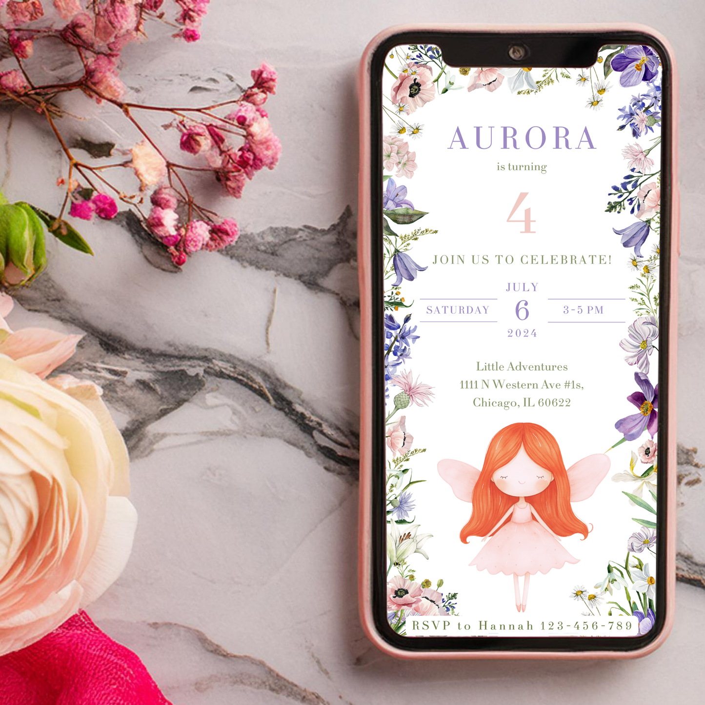 Editable Whimsical Fairy Birthday Invitation – Choose your Fairy!