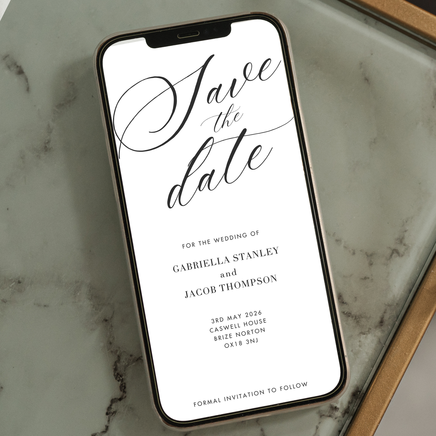 Editable Save the Date – Classic Black & White Wedding Template