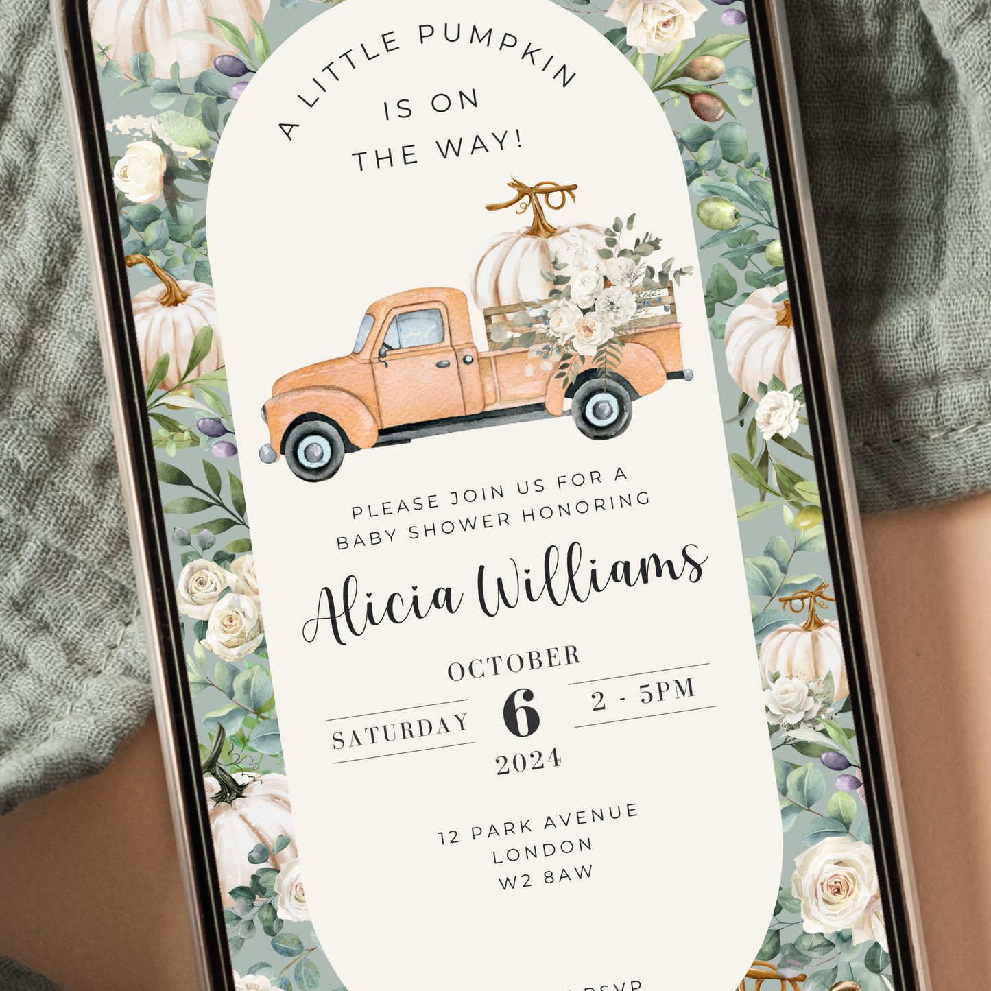 Editable Fall Baby Shower Invitation – Little Pumpkin Theme