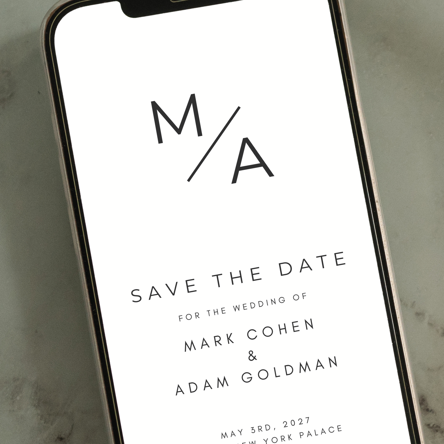Editable Save the Date – Minimalist Monogram Design