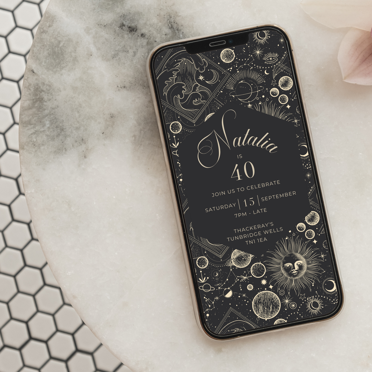 Editable Celestial Birthday Invite – Elegant Cosmic Theme