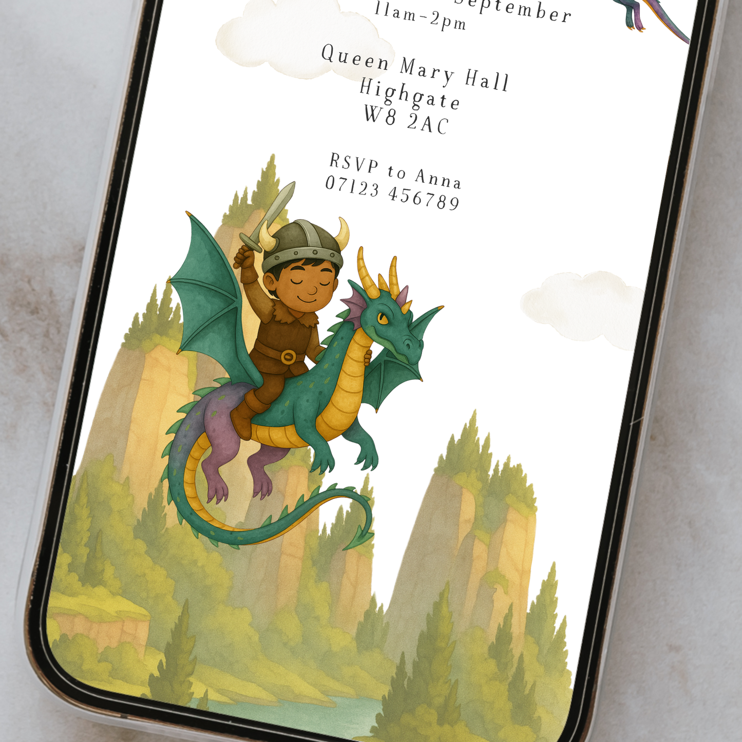 Editable Dragon Rider Birthday Invitation – Personalised Character