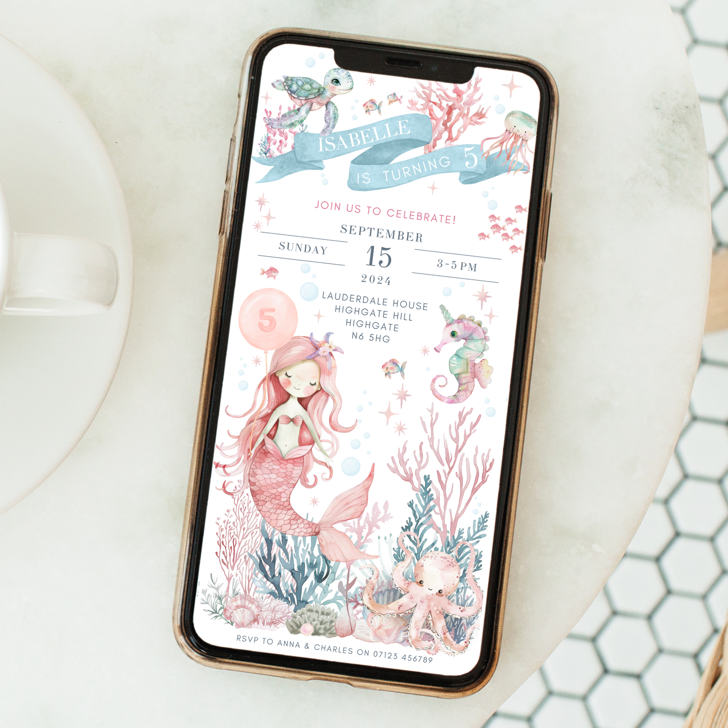 Editable Mermaid Birthday Invitation – Under the Sea Theme
