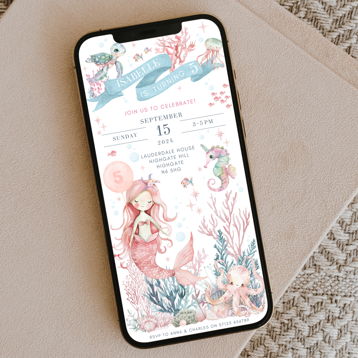 Editable Mermaid Birthday Invitation – Under the Sea Theme