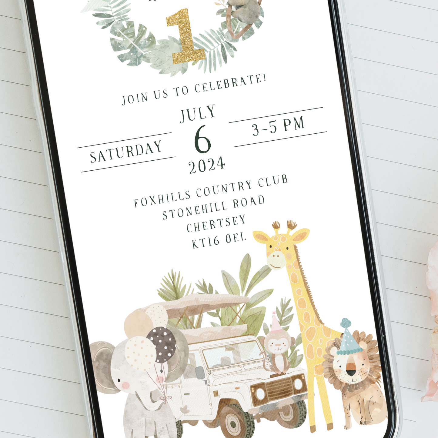 Editable Safari Party Invitation - Jungle Animal Theme