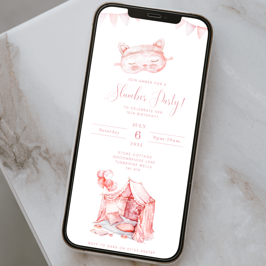 Editable Slumber Party Invitation – Pink Sleepover Theme
