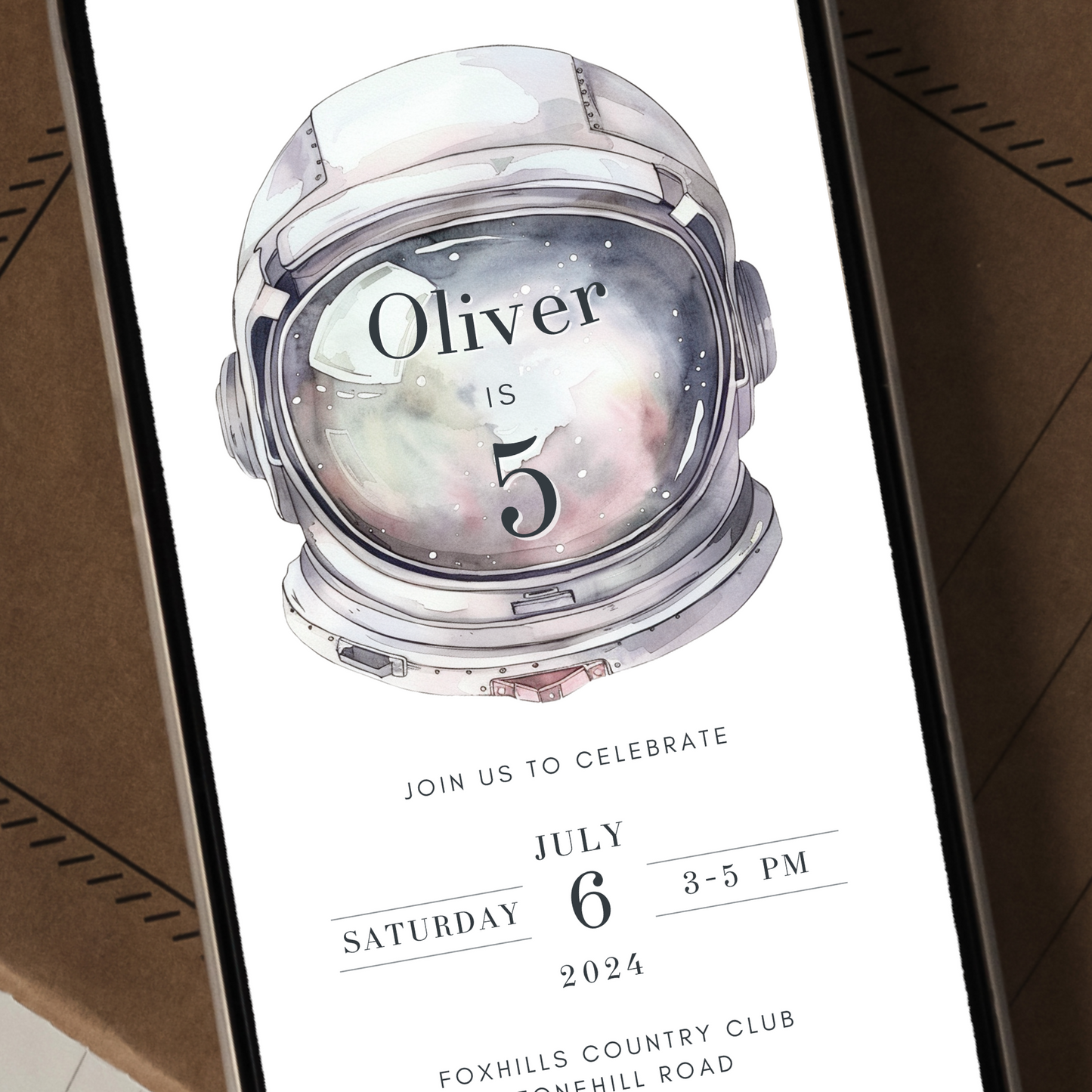 Editable Astronaut Birthday Invitation – Minimal Space Theme