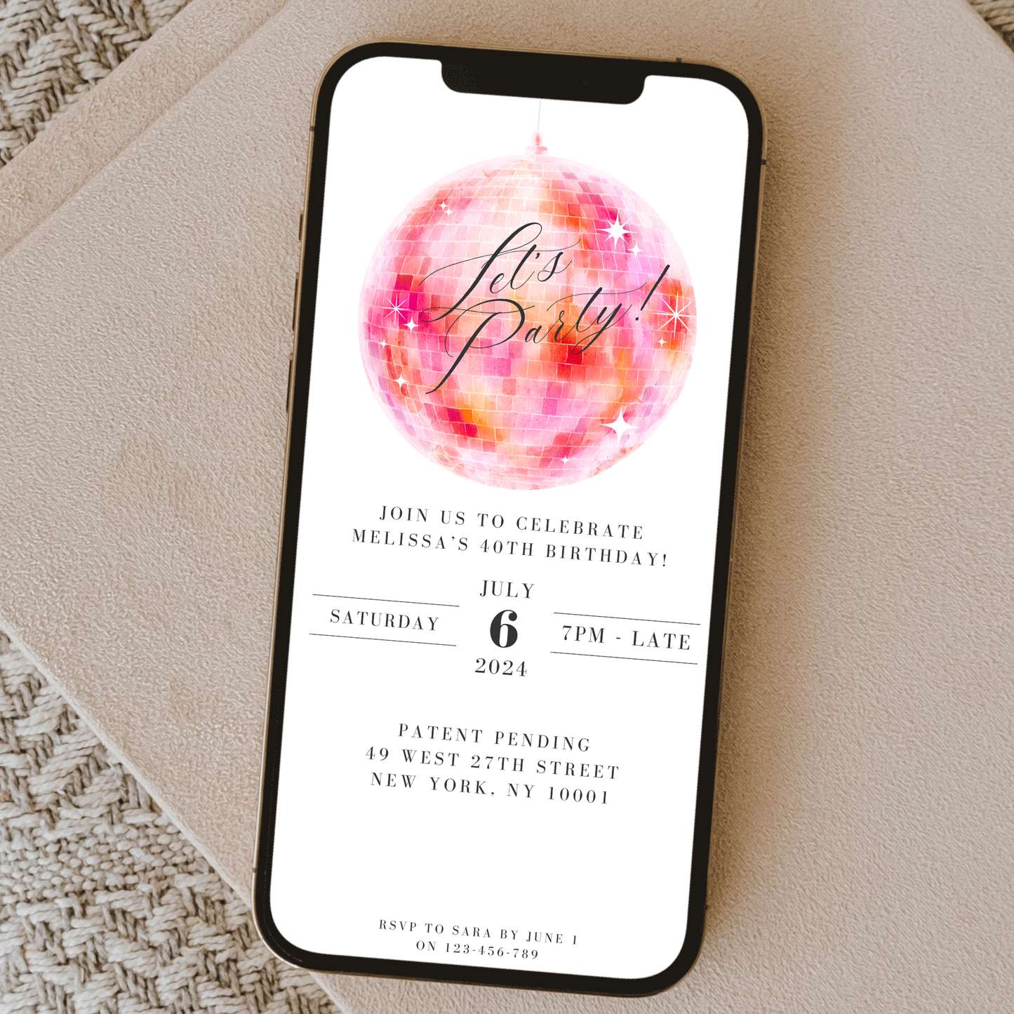 Editable Disco Birthday Invitation - Let's Party!