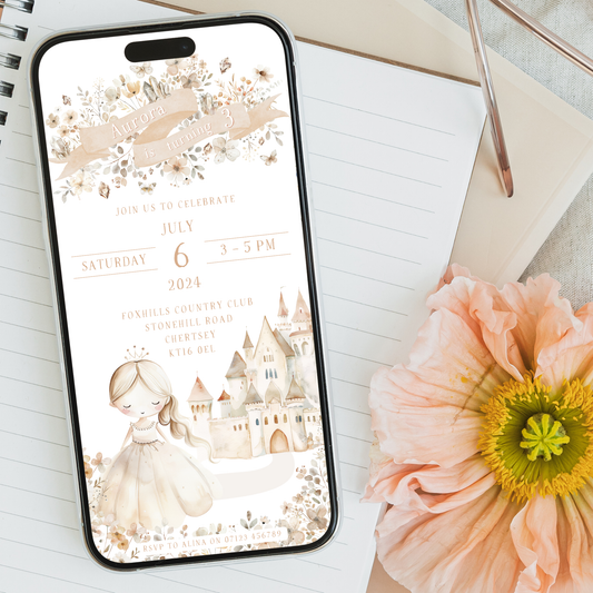Editable Princess Party Invitation - Custom Character