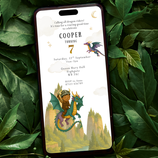 Editable Dragon Rider Birthday Invitation – Personalised Character