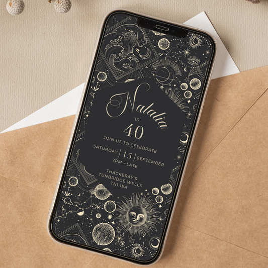 Editable Celestial Birthday Invite – Elegant Cosmic Theme