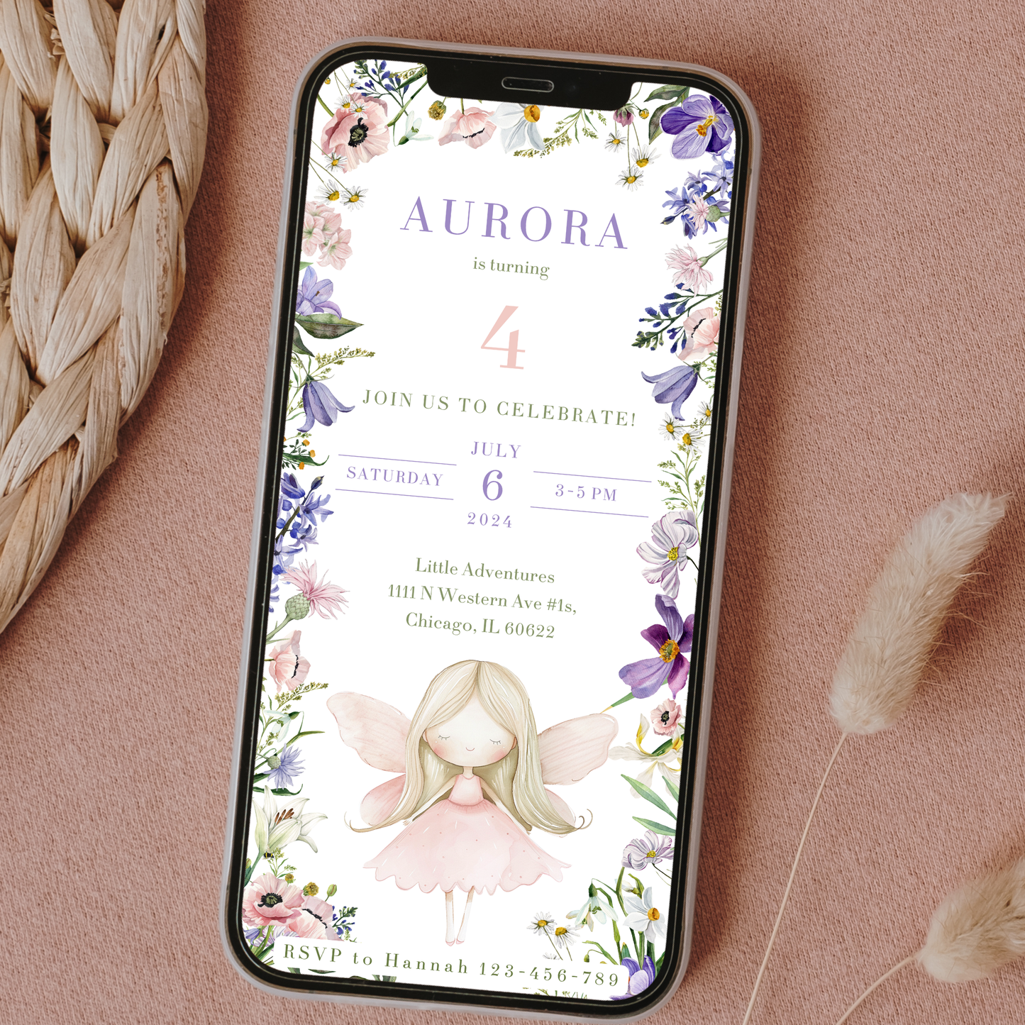 Editable Whimsical Fairy Birthday Invitation – Choose your Fairy!