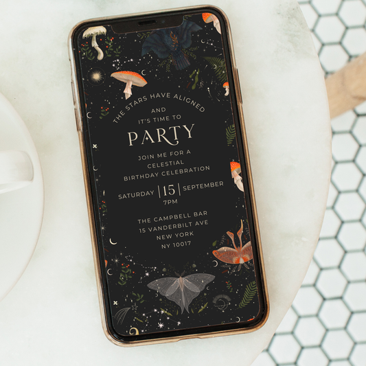 Editable Ethereal Birthday Invitation – Whimsical & Celestial Party Design