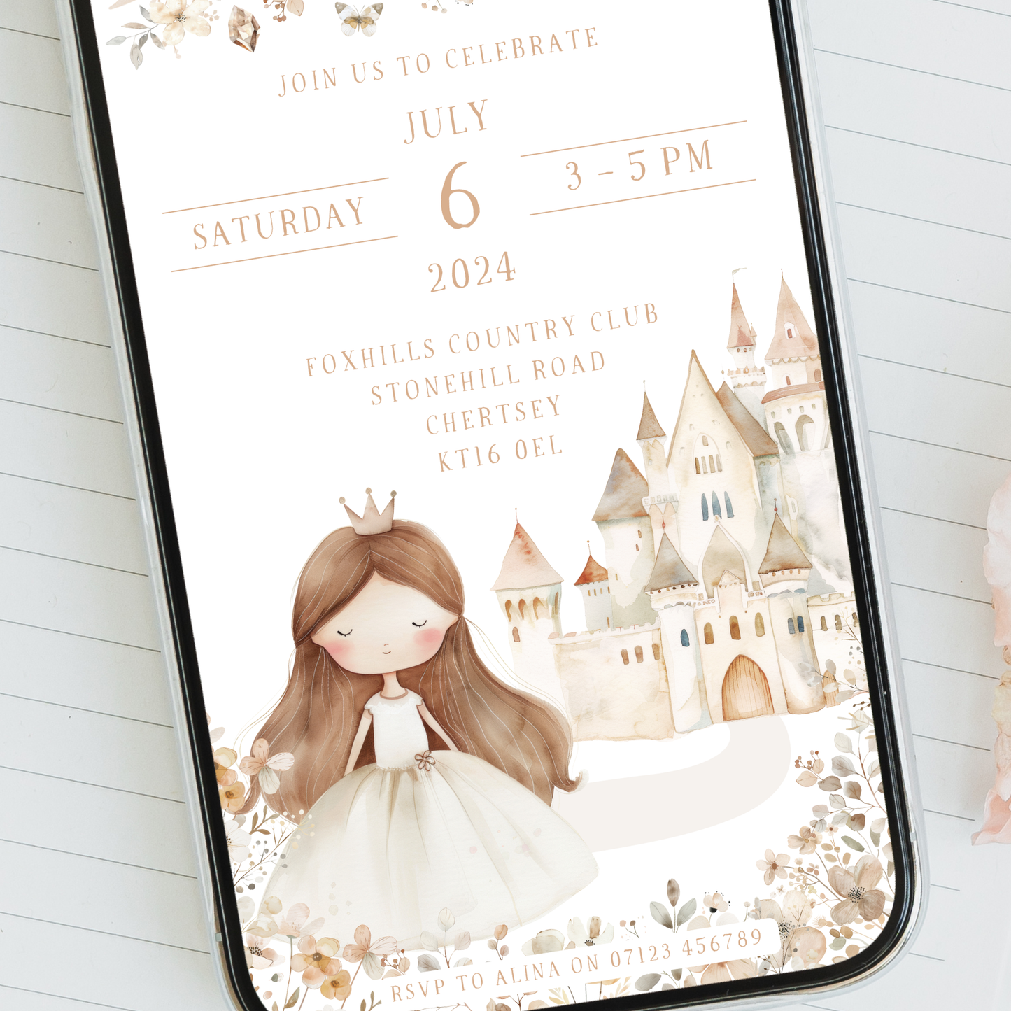 Editable Princess Party Invitation - Custom Character