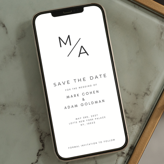 Editable Save the Date – Minimalist Monogram Design