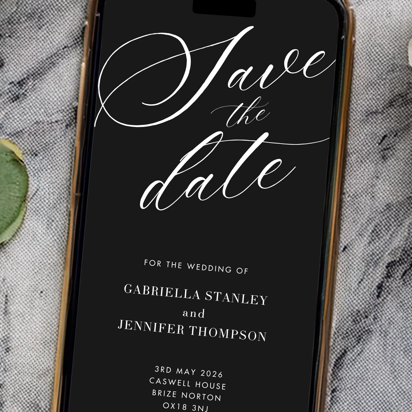 Editable Save the Date – Black & White Luxe Wedding Template