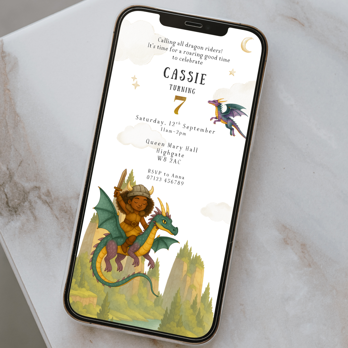 Editable Dragon Rider Birthday Invitation – Personalised Character