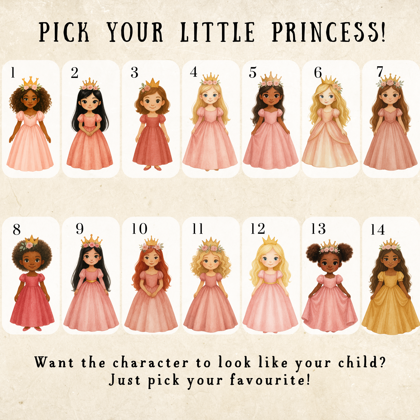 Editable Personalised Princess Birthday Invitation – Choose Your Princess
