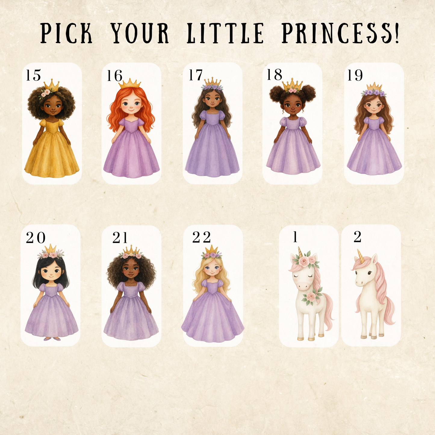 Editable Personalised Princess Birthday Invitation – Choose Your Princess
