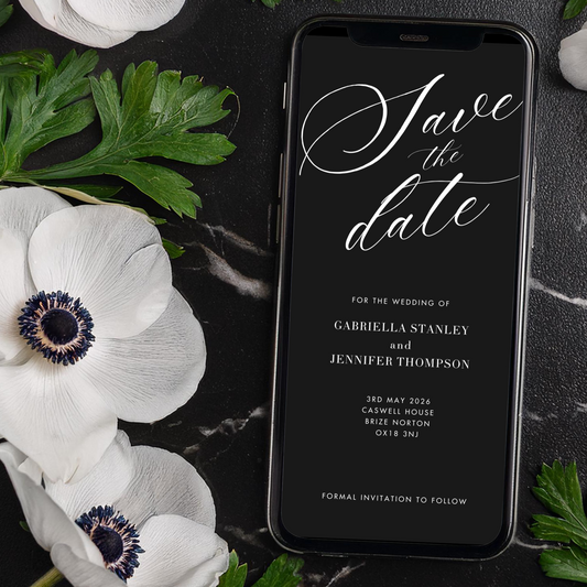 Digital Black Save the Date Card