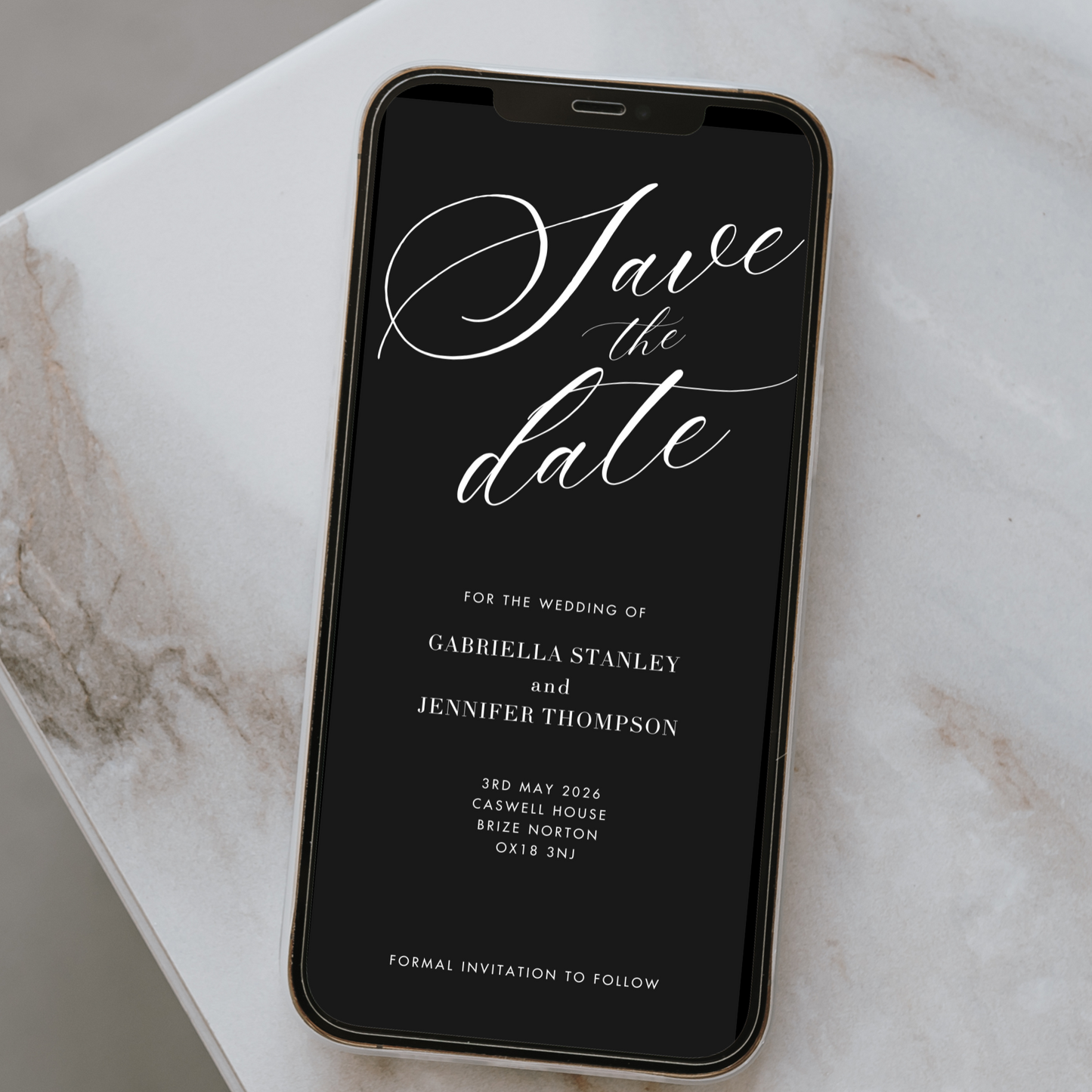 Digital Black Save the Date Card