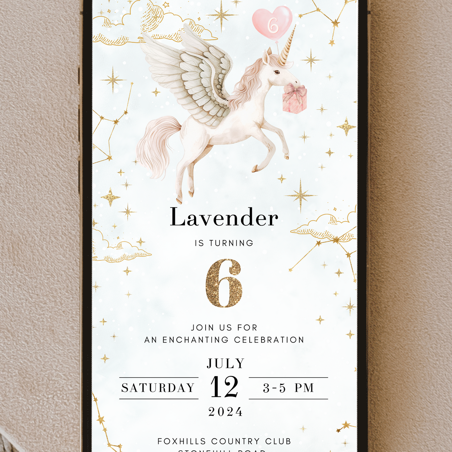 Digital Unicorn Party Invitation