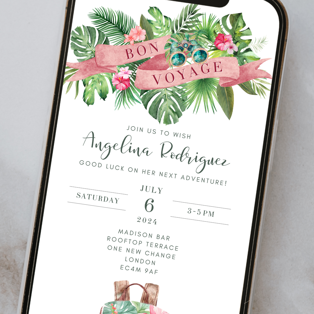 Digital Bon Voyage Party Invitation