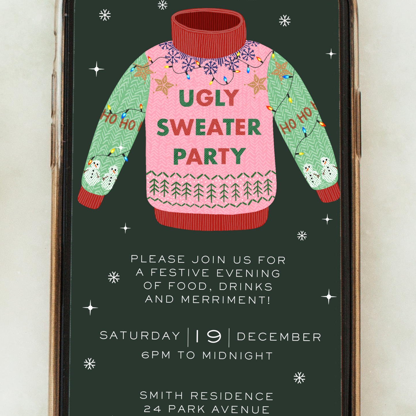 Digital Ugly Sweater Party Invitation