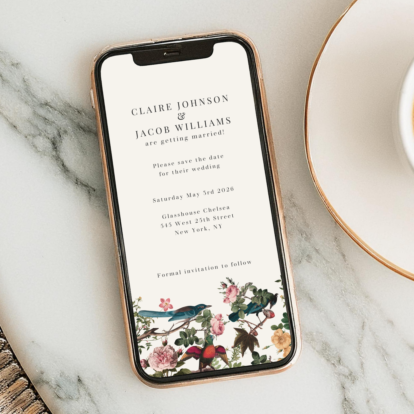 Digital Botanical Save the Date Card