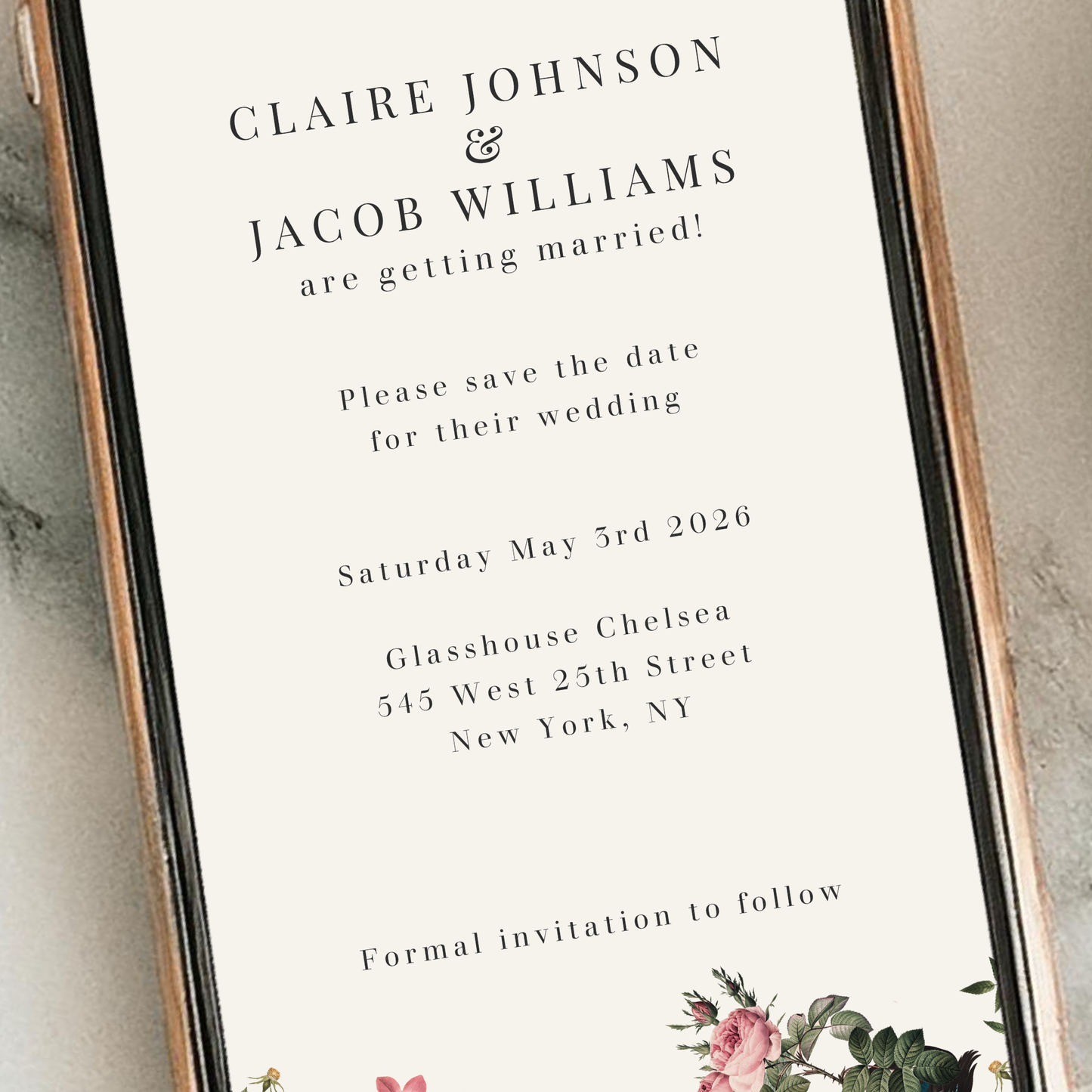 Digital Botanical Save the Date Card