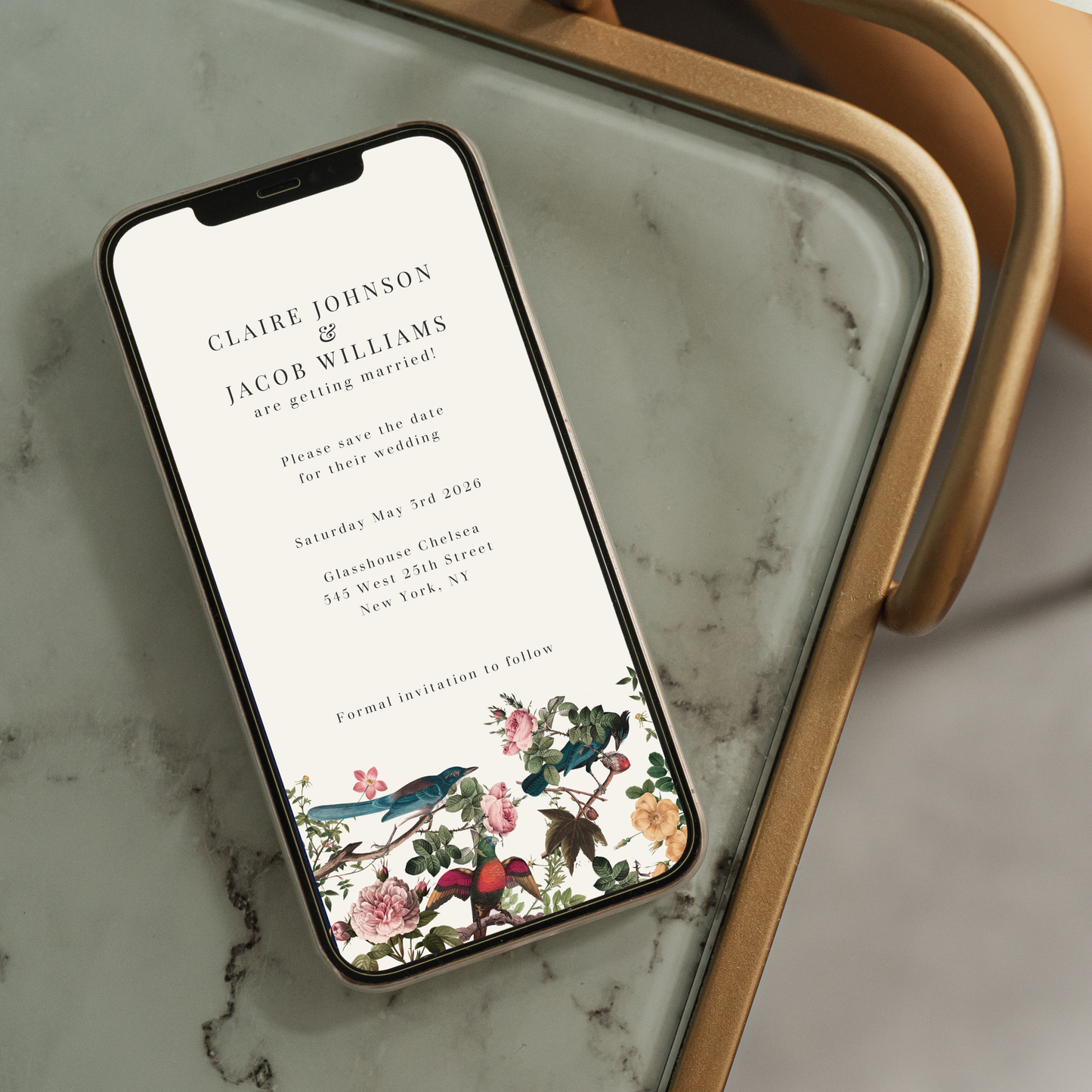 Digital Botanical Save the Date Card