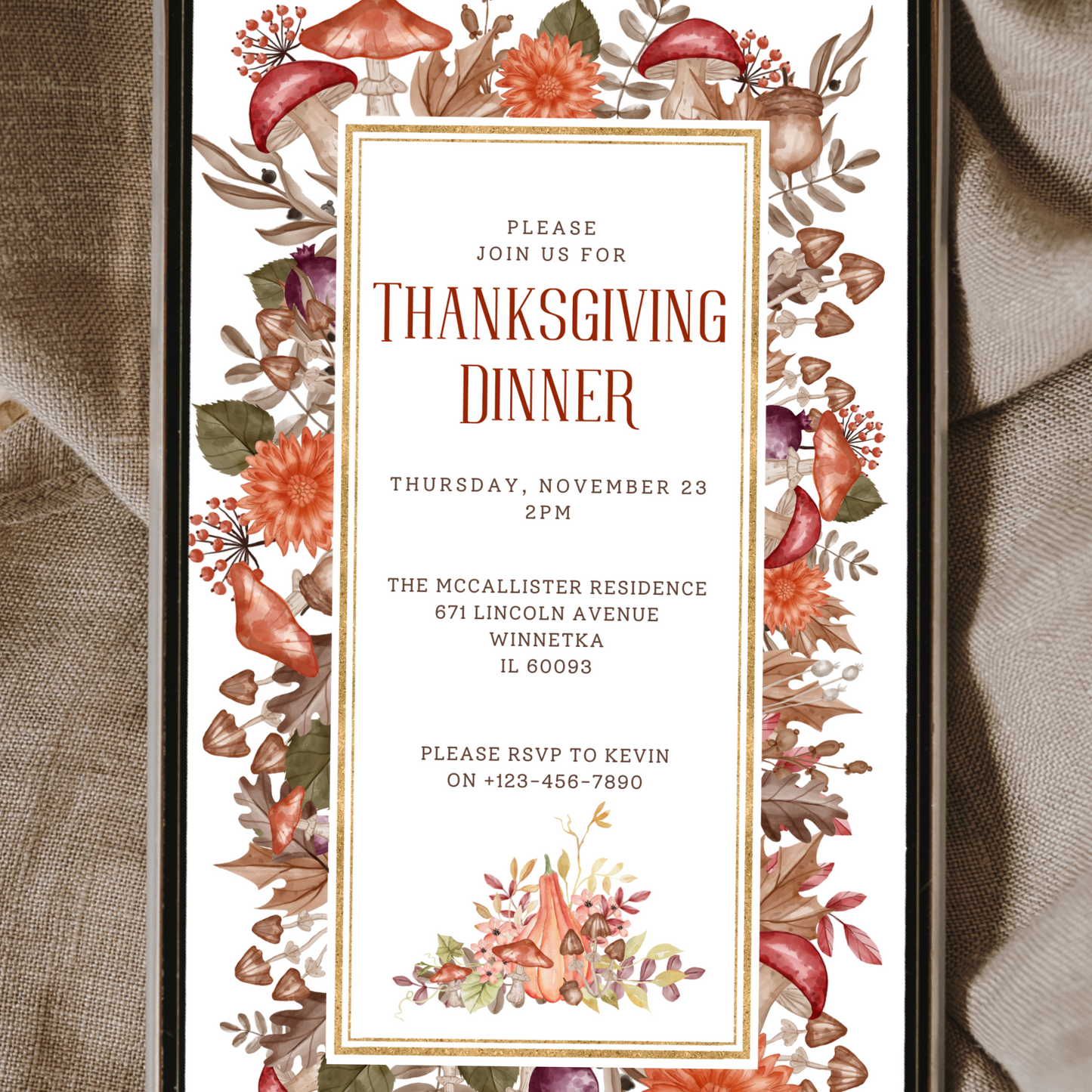 Digital Thanksgiving Invitation