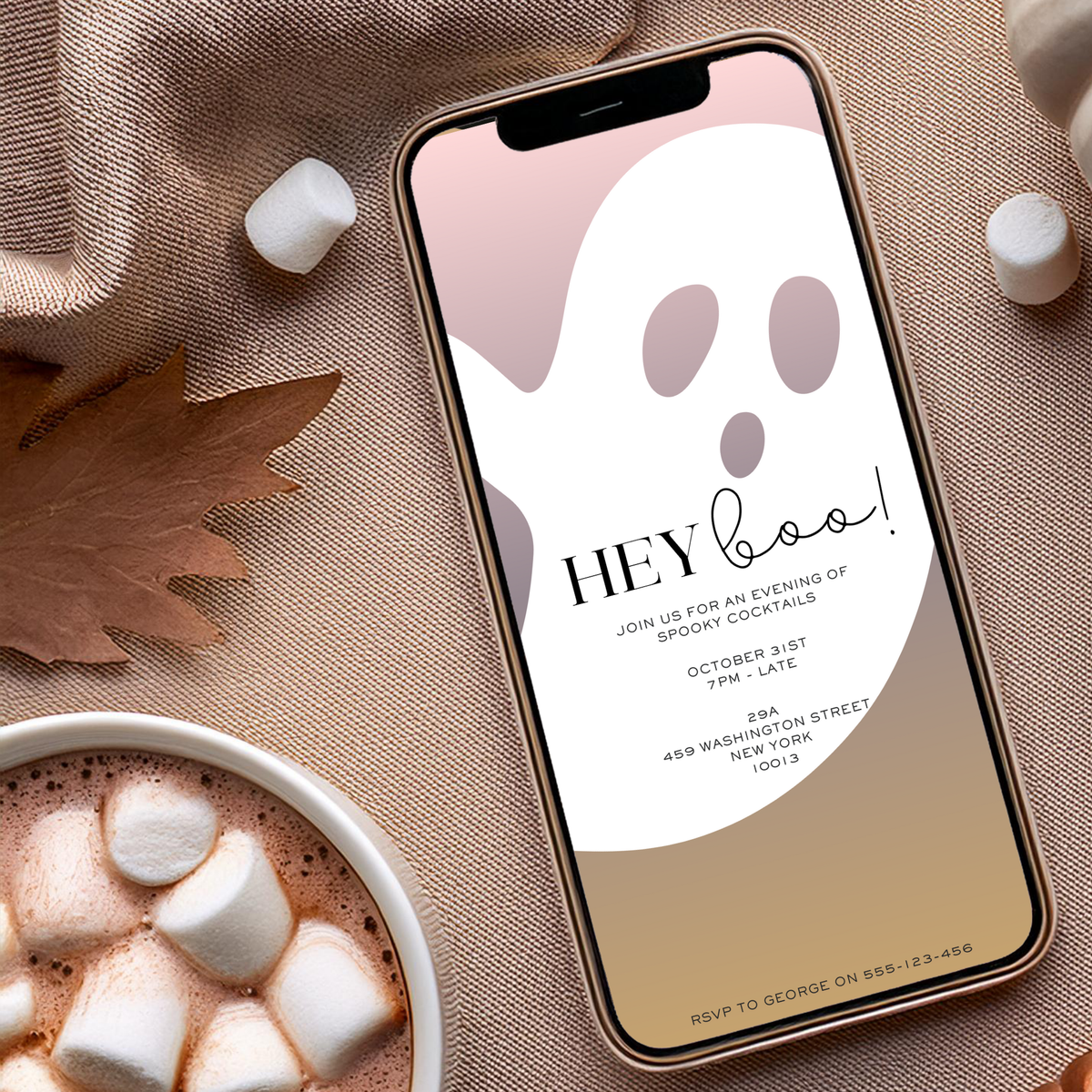 Hey Boo Event Digital Hey Boo Halloween Party Invitation – Paperless Quill