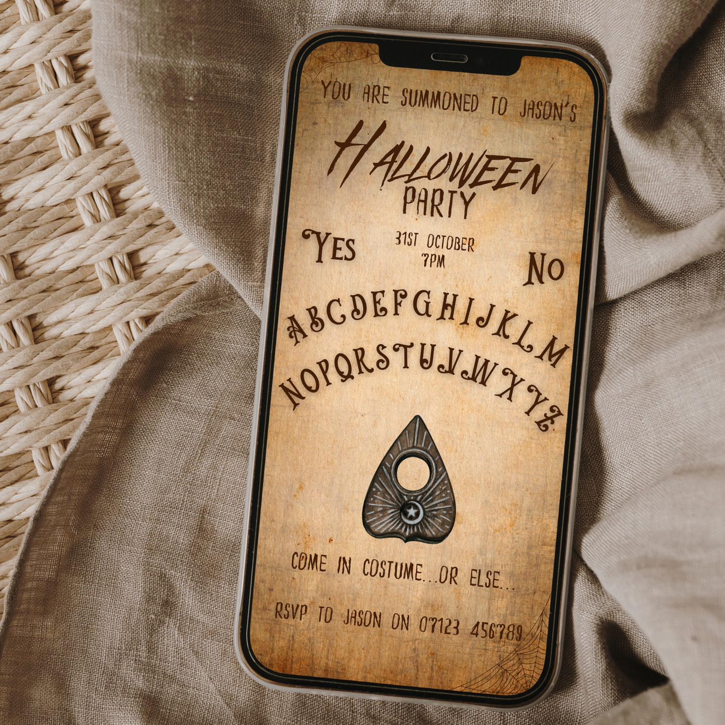 Animated Ouija Halloween Party Invitation