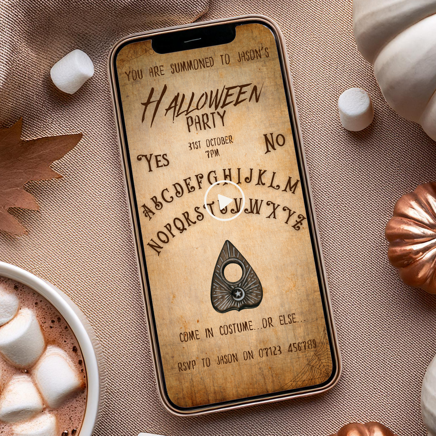 Animated Ouija Halloween Party Invitation