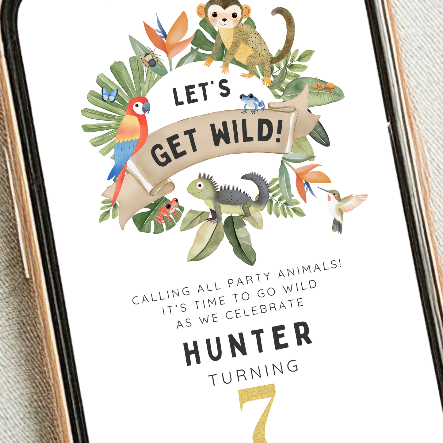 Editable Jungle Animal Birthday Invitation – Let's Get Wild Theme