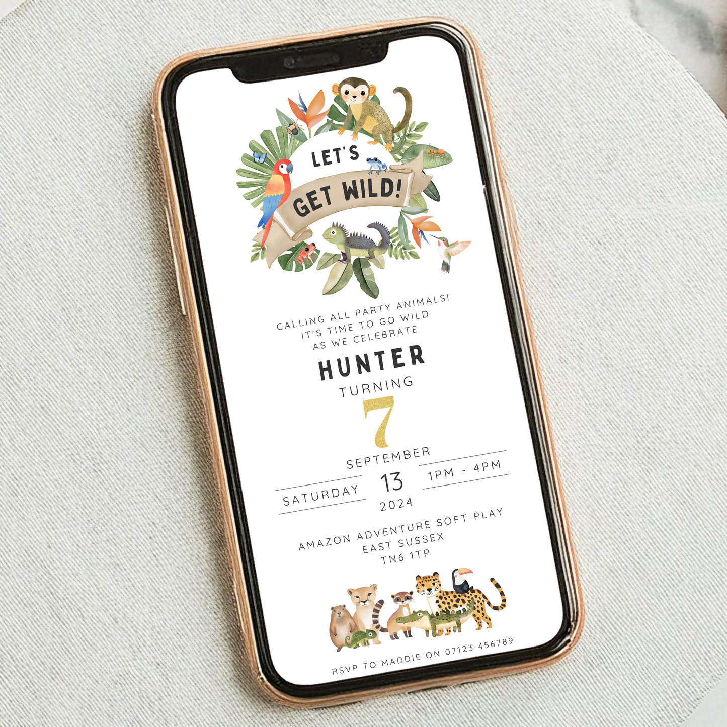 Editable Jungle Animal Birthday Invitation – Let's Get Wild Theme