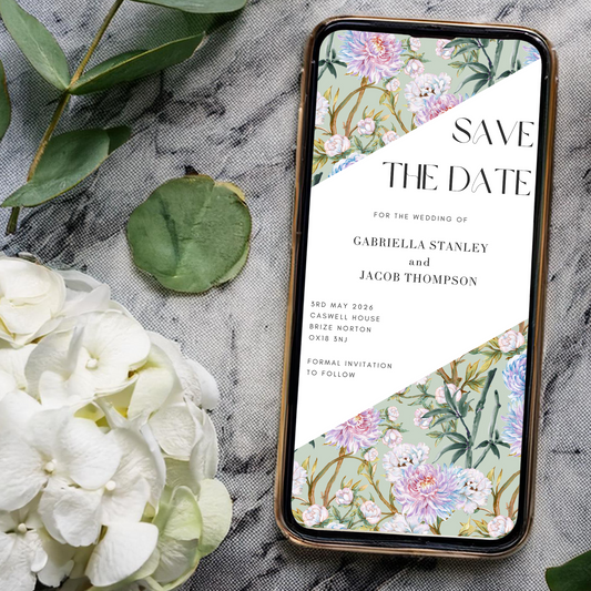 Digital Floral Save the Date Card