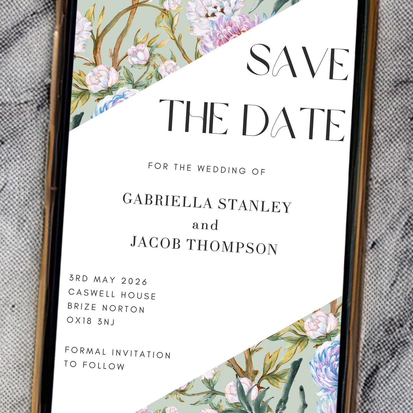 Digital Floral Save the Date Card