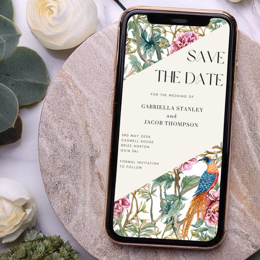 Digital Floral Save the Date Card