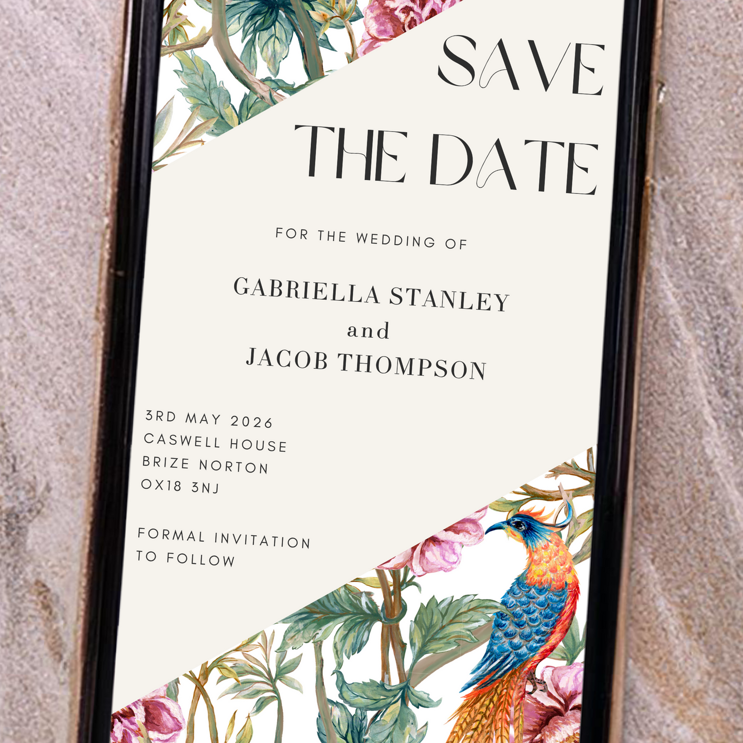 Digital Floral Save the Date Card