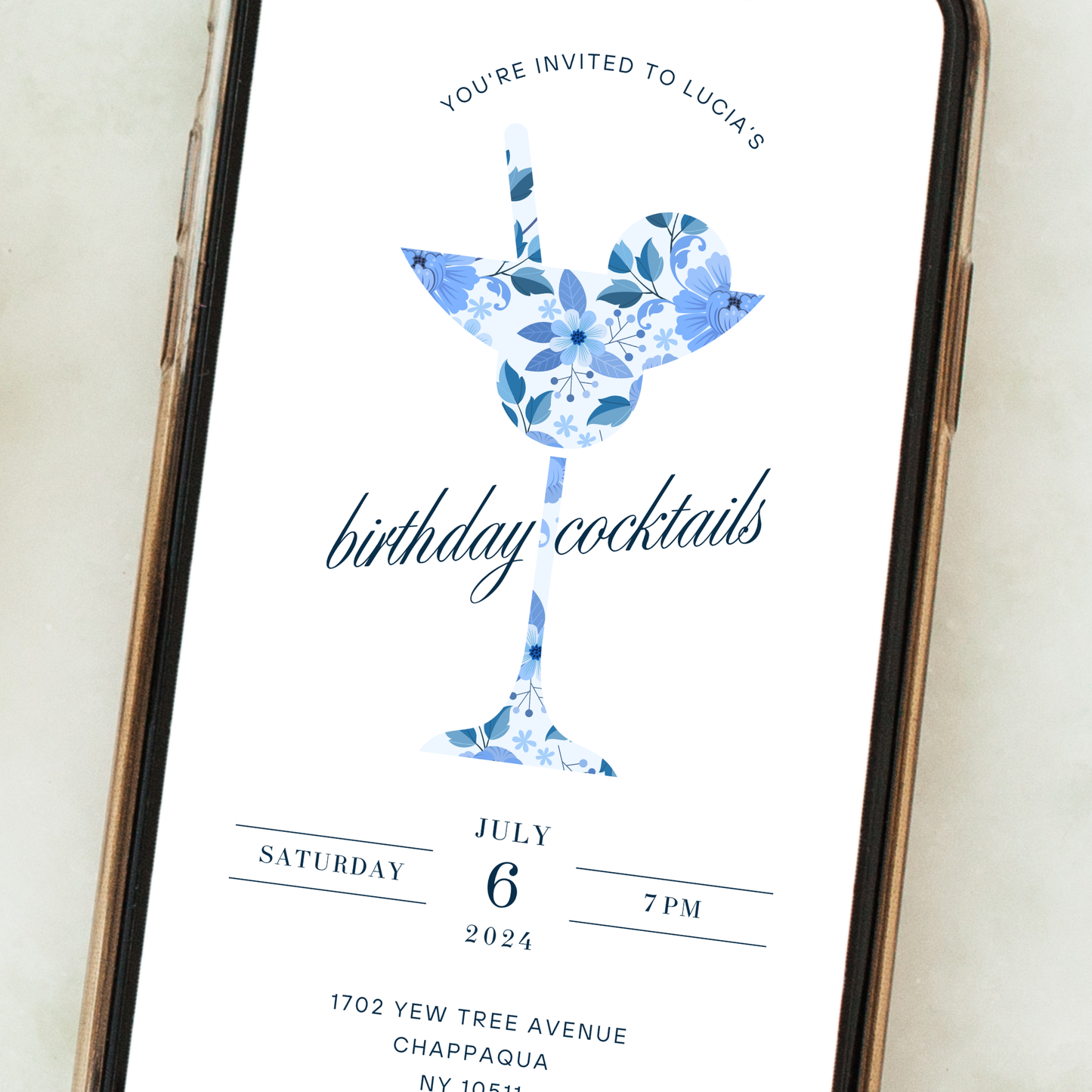 Digital Floral Cocktail Party Invitation