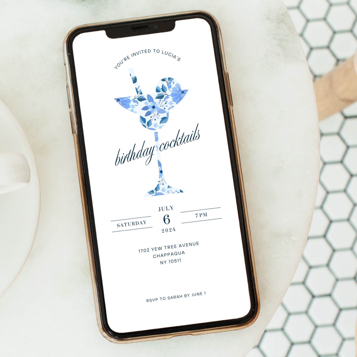 Digital Floral Cocktail Party Invitation