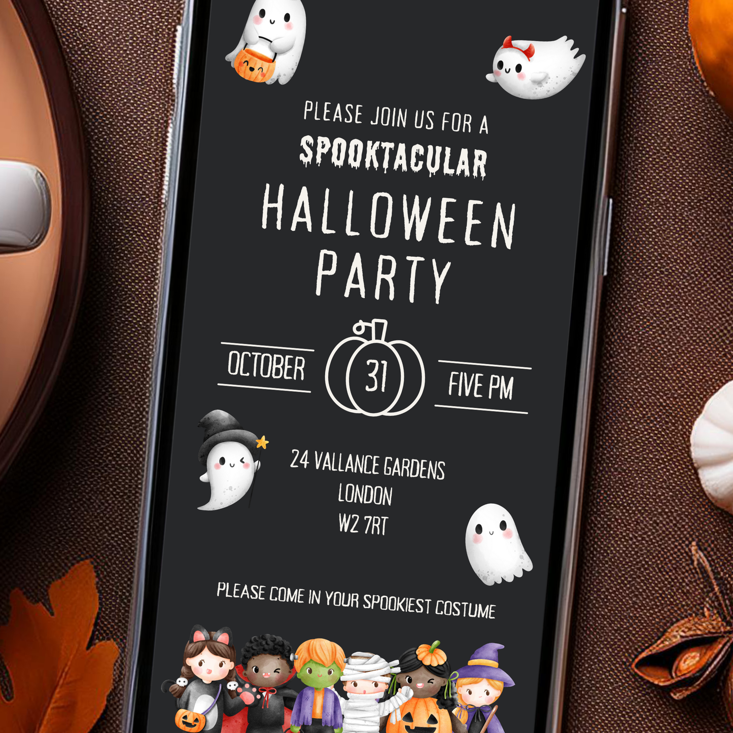 Digital Kids Halloween Party Invitation